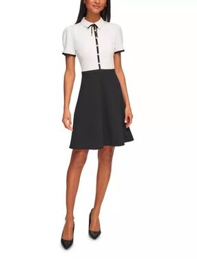 Karl Lagerfeld Paris Black and White A-Line Skirt Dress Size 2